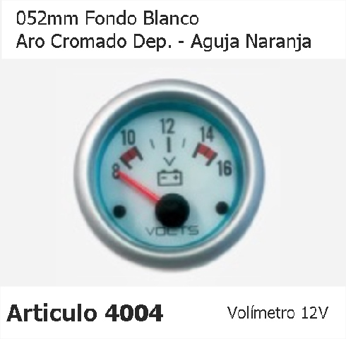 RELOJ VOLTIMETRO 12V FONDO BLANCO