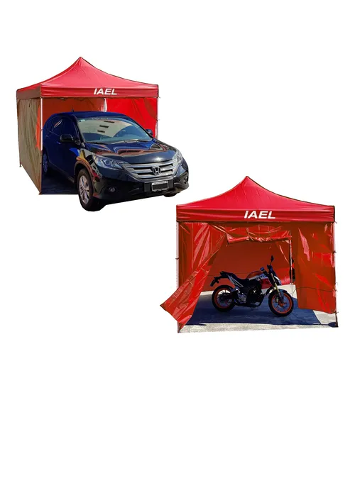 GAZEBO PLEGABLE 3 x 3 Metros, Con BOLSO, ROJO, 4 PAREDES - IAEL