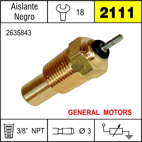 2111 BULBO DE TEMPERATURA CHEVROLET MOD.74 EN ADELANTE