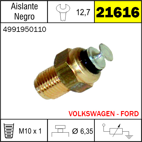 21616 BULBO DE TEMPERATURA FORD ESCORT 1.8, 2.0, VW GOL 1.0, 1.6 SAVEIRO  NUEVO