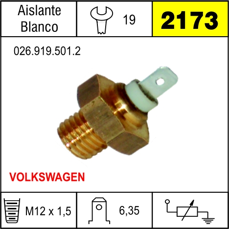 2173 BULBO DE TEMPERATURA VOLKSWAGEN VW AGUA PARTIDA A FRIO