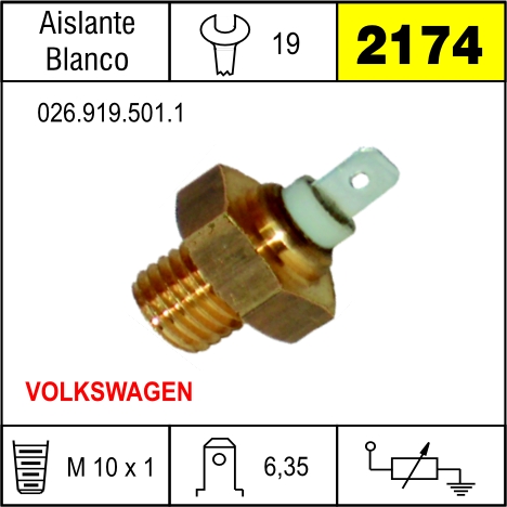 2174 BULBO DE TEMPERATURA VOLKSWAGEN VW-AR PARTIDA A FRIO