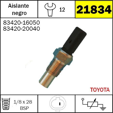 21834 BULBO DE TEMPERATURA TOYOTA Corolla Compact , Hilux Pick-up NUEVO