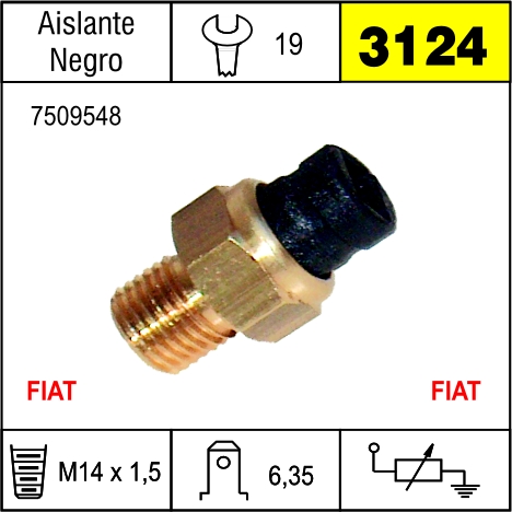 3124 BULBO DE TEMPERATURA FIAT MOTOR 1500 PARTIDA A FRIO