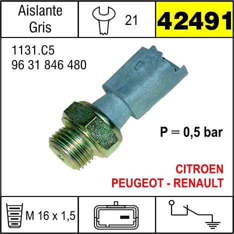 42491 BULBO DE PRESION DE ACEITE CITROEN BERLINGO,XSARA,PEUGEOT PART