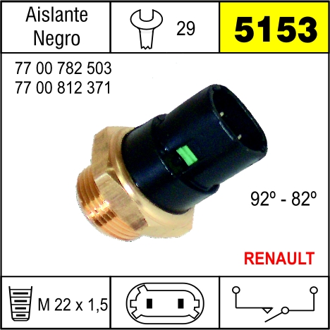 5153 BULBO ELECTRO VENTILADOR RENAULT CLIO, 9,11,21,EXPRESS,TRAFIC