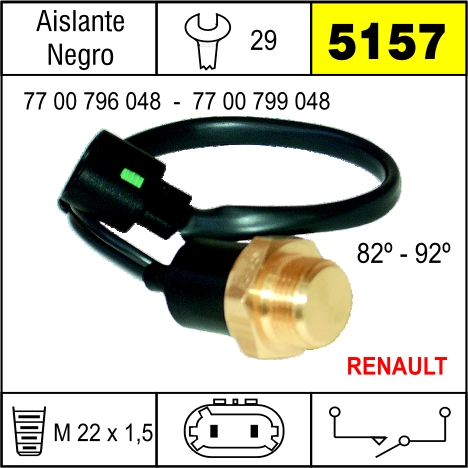 5157 BULBO ELECTRO VENTILADOR RENAULT CLIO C/ CABLE