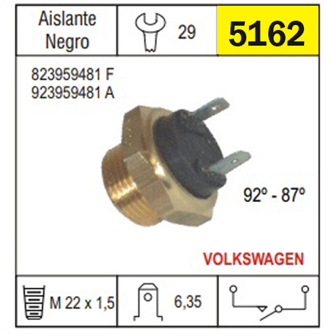 5162 BULBO ELECTRO VENTILADOR VOLKSWAGEN GACEL 1.8, CARAT