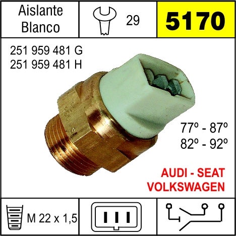 5170 BULBO ELECTRO VENTILADOR VOLKSWAGEN TRANSPORTER 1.8D,1.9D,1.9TD