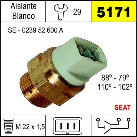 5171 BULBO ELECTRO VENTILADOR SEAT IBIZA 1.2,1.2I,1.5,1.5I