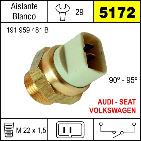 5172 BULBO ELECTRO VENTILADOR AUDI COUPE 4000,5000.VW GOLF,PASSAT