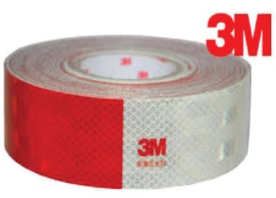 CINTA REFLECTIVA 3 M  COLOR BLANCO / ROJO INTERNACIONAL  45 Mts. x 7,5 cm - ACCESORIOS - OREGON - el metro