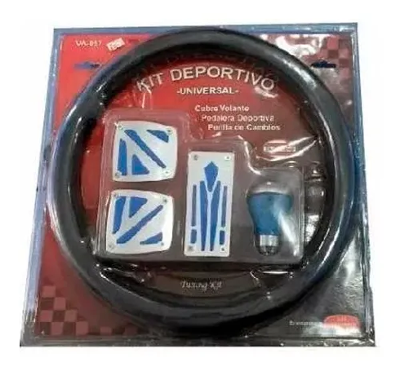 KIT DE CUBRE VOLANTE CON PEDALERA Y BOCHITA AZUL