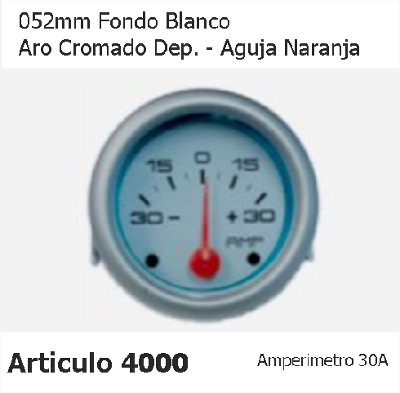 RELOJ AMPERIMETRO FONDO BLANCO 30 A