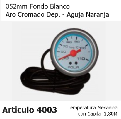 RELOJ DE TEMPERATURA MECNICA CON CAPILAR 1.80 FONDO BLANCO