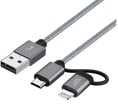 CABLE 2 EN 1 CON TRASPASO DE ENERGIA - ACCESORIOS CELULAR - KUBE