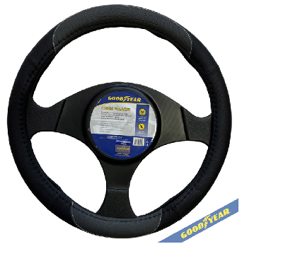 CUBRE VOLANTE GOODYEAR, NEGRO CON GRIS, AUTO 38CM