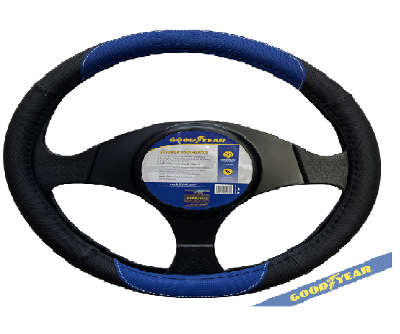 CUBRE VOLANTE, GOODYEAR, NEGRO CON AZUL, AUTO 38CM. - GOODYEAR