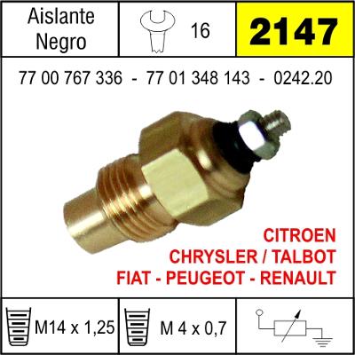 2147 BULBO DE TEMPERATURA PEUGEOT 505 BOMBA DE AGUA