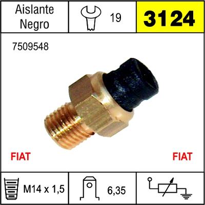 3124 BULBO DE TEMPERATURA FIAT MOTOR 1500 PARTIDA A FRIO