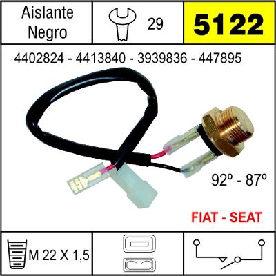 5122 BULBO ELECTRO VENTILADOR FIAT UNO (CON CABLE)