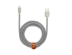 CABLE USB-MICRO USB CARGADOR TELA BLANCO/NEGRO (x U.)