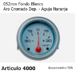 RELOJ AMPERIMETRO FONDO BLANCO 30 A