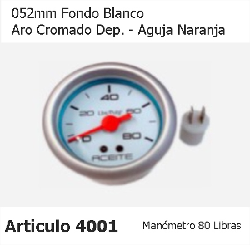 RELOJ DE PRESION DE ACEITE FONDO BLANCO 80 LIBRAS