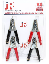 CLIPS P/ BATERIA 3120 - 120 Amp- Largo 144 mm - PINZA COCODRILO AISLADO - blister x 4 un. precio por blister